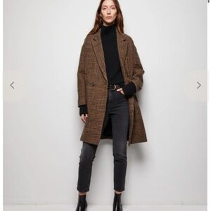 Nili Lotan Black and Tan Houndstooth Jacket 100% wool